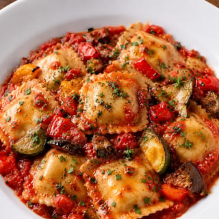 VEGAN MEDITERRANEAN ROASTED VEGETABLE RAVIOLI