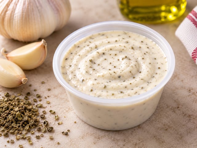 3.25 OZ HOUSE GARLIC MAYO.