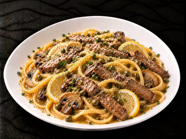 STEAK PICCATA LINGUINE.