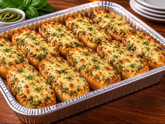 PESTO CHEESY BREAD – 1 DOZEN (SERVES 24).