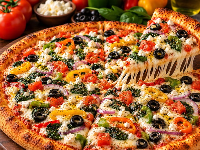 Mediterranean Veggie Pizza.