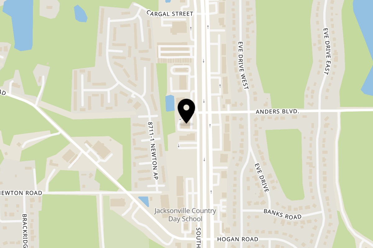 Map showing the location of Celeno’s Bistro on 3820 Southside Blvd in Jacksonville